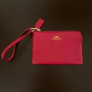 COACH Red Wristlet with Gold Accents